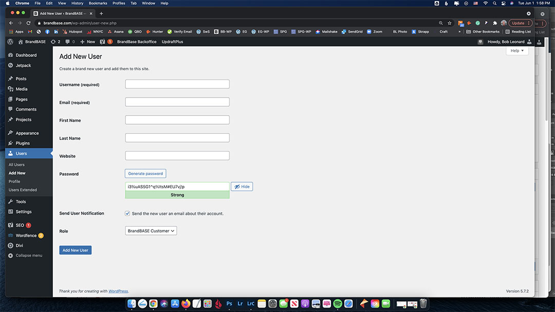 Add New User - WordPress
